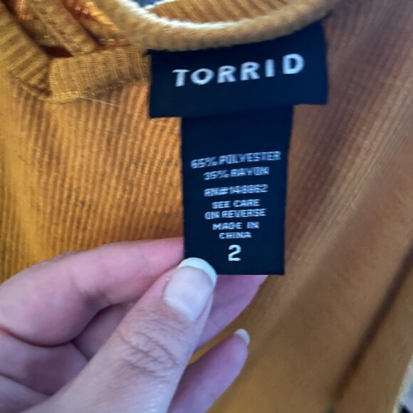 Torrid Plus 2 Mustard Ribbed Cold Shoulder Cami Tunic Boho Chic Summer Fall - Picture 2 of 6